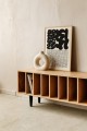 STIPA's elegant vinyl record storage with open shelves in natural oak