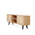 Natural Oak Veneer TV Cabinet - Ideal for Industrial-themed Decor
