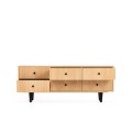 Minimalistic TV cabinet in natural oak with 6 drawers