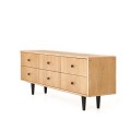 Scandinavian TV cabinet in natural oak with 6 drawers