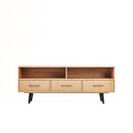 Media cabinet console with 2 shelves and 3 drawers oak "GRASS"