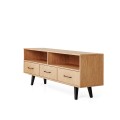 Scandinavian TV unit in natural oak color - perfect for living rooms or bedrooms.