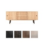 Komoda rtv przesuwna 3 szuflady "MINT" dąb bejcowany na kolor tekowy, grafitowy, czarny lub popiel