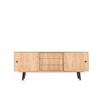 Lowboard Eiche Furnier Design nach Maß - Schiebetüren 3 Schubladen MINT