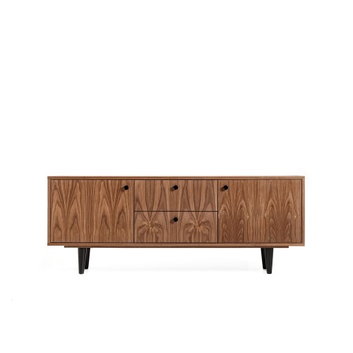 TV sideboard with opening doors with shelves and 2 drawers walnut "CROCUS"