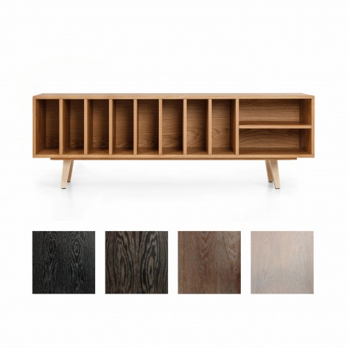 Vinyl record storage "SILENE" stained oak teak, graphite, black or gray