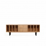 Vinyl record storage cabinet oak veneer "NOLANA"