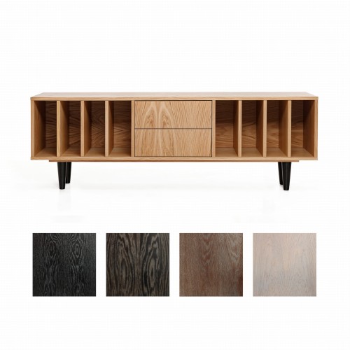 Schallplattenschrank "NOLANA" Teak, Graphit, Schwarz oder Grau