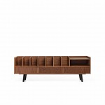 Offener Vinyl- und Bücherschrank, Nussbaum Furnier "POPPY"