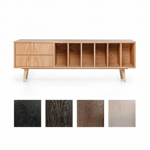 Szafka na winyle i gramofon "MARIGOLD" tek, grafit, czarny lub popiel