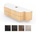 Szafka drewniana łazienkowa pod umywalkę z blatem MISTY tek, grafit, czarny lub popiel