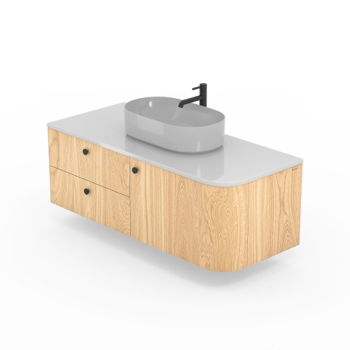 AZALEA – wall-mounted bathroom vanity unit with a rounded side