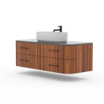 CAMELLIA – Luxury Walnut Bathroom Vanity Unit with Countertop and Drawers, Rounded Edges