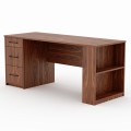 DAHLIA desk with drawers and a built-in bookcase, American walnut veneer