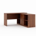 SALVIA corner desk – luxury, with cabinet and shelves – Walnut veneer