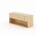 MALLOW – niedriges Sideboard mit 3 Schubladen und offenem Fach | Eichenfurnier natur