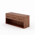 MALLOW - niska komoda z 3 szufladami i otwartą półką Fornir orzechowy