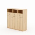 Highboard BEGONIA – elegantes Möbel mit offenen Fächern und Schubladen | Natur-Eiche-Furnier