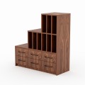 VIOLA – stepped vinyl record (LP) shelf with drawers, walnut veneer