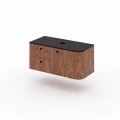 AZALEA – wall-mounted bathroom vanity unit with a rounded side - Walnut veneer